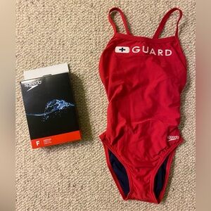 Speedo Guard Red Flyback Women’s Swim Bathing Suit Size 28 NEW WITH TAGS